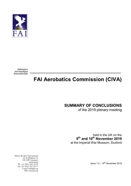 CIVA Plenary Summary of Conclusions