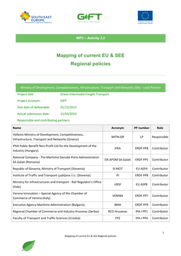 Mapping of EU & SEE National Green Transport-Related Policies