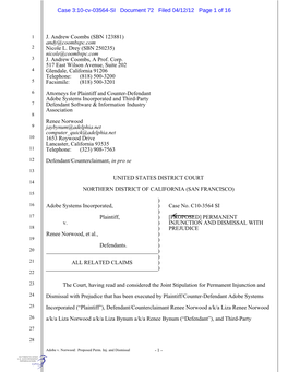 Case 3:10-Cv-03564-SI Document 72 Filed 04/12/12 Page 1 of 16