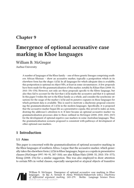 Emergence of Optional Accusative Case Marking in Khoe Languages William B