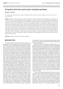 Progenitor-Derivative Species Pairs and Plant Speciation