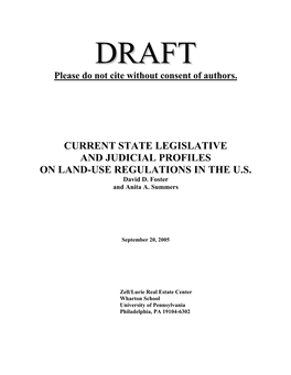 Current State Legislative and Judicial Profiles on Land-Use Regulations in the U.S