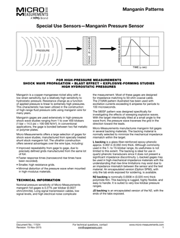 Special Use Sensors—Manganin Pressure Sensor