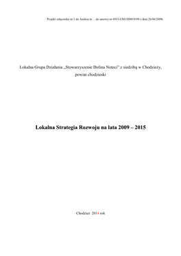 Lokalna Strategia Rozwoju Na Lata 2009 – 2015