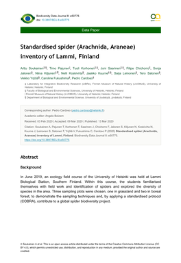 (Arachnida, Araneae) Inventory of Lammi, Finland