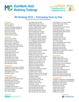 Participating Teams by State Schools Listed Twice Have Two Participating Teams