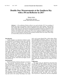 Double Star Measurements at the Southern Sky with a 50 Cm Reflector in 2017