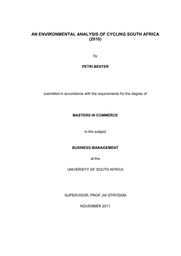 An Environmental Analysis of Cycling South Africa (2010)