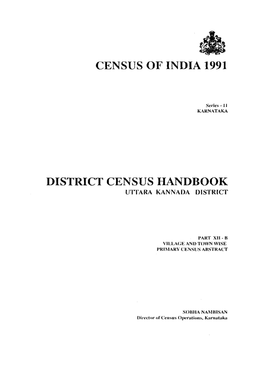 District Census Handbook, Uttara Kannada, Part XII-B, Series-11