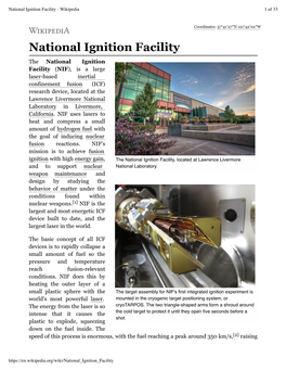 National Ignition Facility - Wikipedia 1 of 33