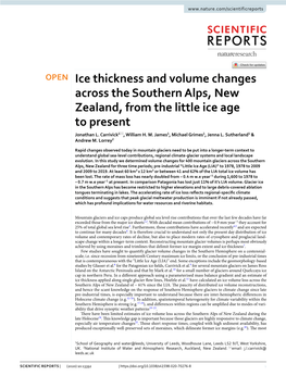 Ice Thickness and Volume Changes Across the Southern Alps, New Zealand, from the Little Ice Age to Present Jonathan L