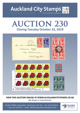 AUCTION 230 Closing Tuesday October 22, 2019