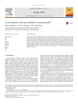 A Meta-Analysis on the Price Elasticity of Energy Demand MARK ⁎ Xavier Labandeiraa,B, José M