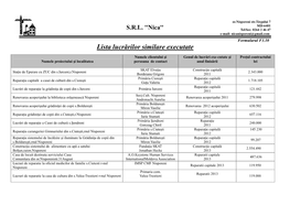 Lista Lucrărilor Similare Executate