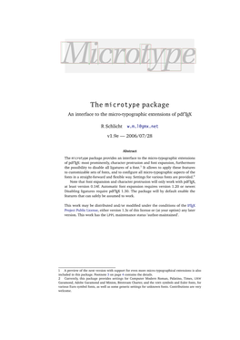 The Microtype Package an Interface to the Micro-Typographic Extensions of Pdftex