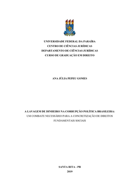 Universidade Federal Da Paraíba Centro De Ciências Jurídicas Departamento De Ciências Jurídicas Curso De Graduação Em Direito