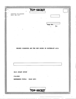 Prince Sihanouk and the New Order in Southeast Asia .,