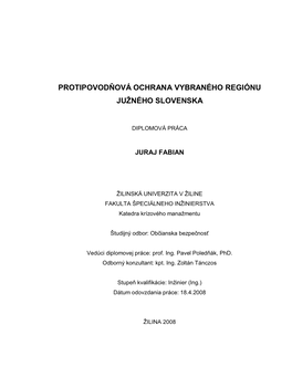 Protipovodňová Ochrana Vybraného Regiónu Južného Slovenska