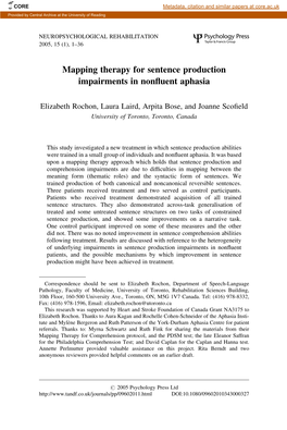 Mapping Therapy for Sentence Production Impairments in Nonfluent Aphasia