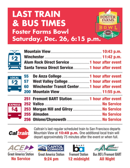 Last Train & Bus Times