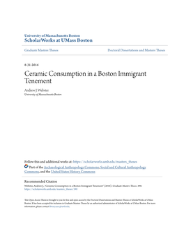 Ceramic Consumption in a Boston Immigrant Tenement Andrew J