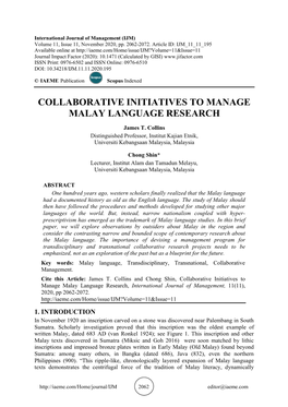 Collaborative Initiatives to Manage Malay Language Research