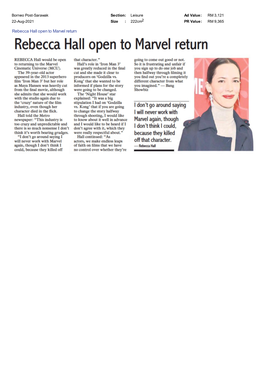 Borneo Post-Sarawak Rebecca Hall Open to Marvel Return