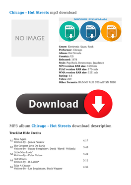 Hot Streets Mp3 Download MP3 Album Chicago