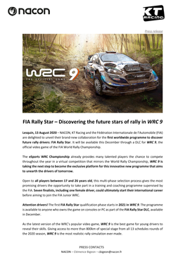 FIA Rally Star – Discovering the Future Stars of Rally in WRC 9