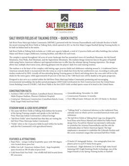 Salt River Fields at Talking Stick – Quick Facts