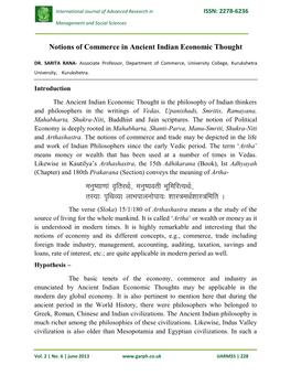 Ffko;K Ykhkikyuksik;% ‚Kkl=Efkz‛Kkl=Fefr a the Verse (Sloka) 15/1/180 of Arthashastra Means a the Study of the Source of Living for the Whole Mankind