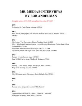 Mr. Media® Interviews by Bob Andelman