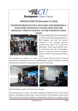 NEWSLETTER 139 (December 13, 2013)