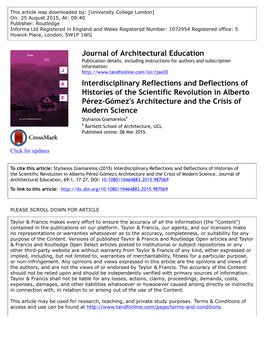 Journal of Architectural Education Interdisciplinary Reflections And