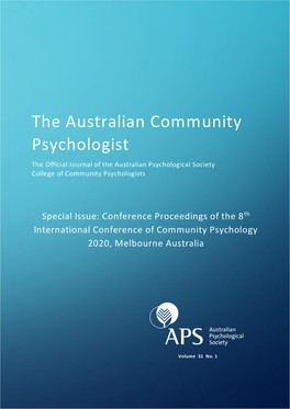 The Australian Community Psychologist Volume 31 No 1