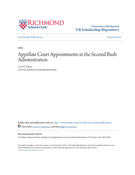 Appellate Court Appointments in the Second Bush Administration Carl W