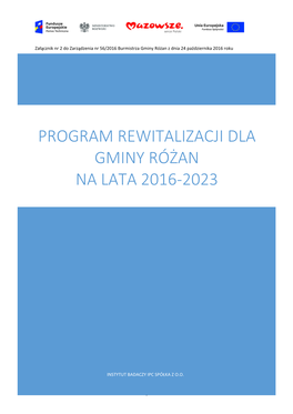 Program Rewitalizacji Dla Gminy Różan Na Lata 2016-2023