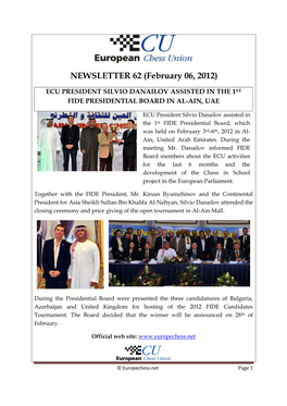 NEWSLETTER 62 (February 06, 2012)