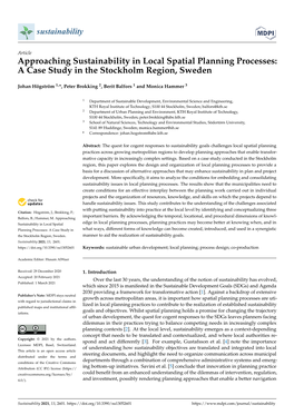 Approaching Sustainability in Local Spatial Planning Processes: a Case Study in the Stockholm Region, Sweden