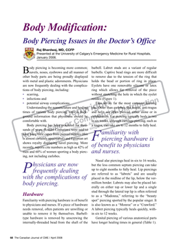 Body Modification: Body Piercing Issues in the Doctor’S Office