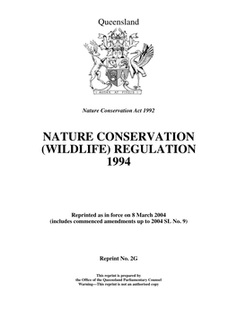 Nature Conservation (Wildlife) Regulation 1994