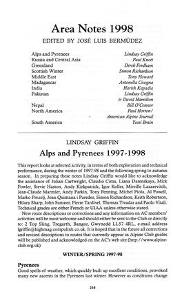 Area Notes 1998 EDITED by JOSE LUIS BERMUDEZ