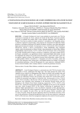A Vegetação Da Estação Ecológica De Avaré: Subsídios Para O Plano De Manejo1