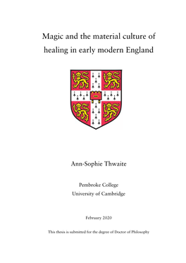 Magic and the Material Culture of Healing in Early Modern England