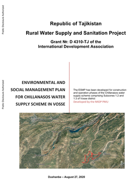 Republic of Tajikistan Rural Water Supply And