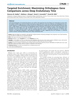 Targeted Enrichment: Maximizing Orthologous Gene Comparisons Across Deep Evolutionary Time