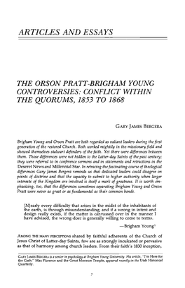 Articles and Essays the Orson Pratt