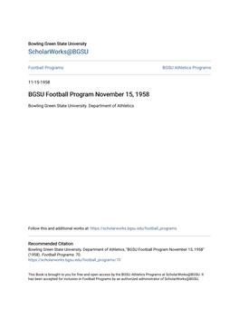 BGSU Football Program November 15, 1958