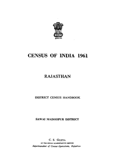 District Census Handbook, Sawai Madhopur, Rajasthan