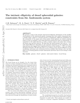 Arxiv:1504.02091V1 [Astro-Ph.GA] 8 Apr 2015 Discovery Has Shown That Half of the Dwarf Galaxy Satellites Group Research at Present (Tolstoy Et Al